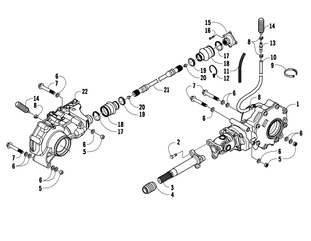 Parts Diagram for Arctic Cat 2009 PROWLER 700 XT 4X4 ATV DRIVE TRAIN ASSEMBLY