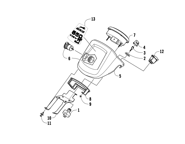 Parts Diagram for Arctic Cat 2009 650 TRV ATV INSTRUMENT POD ASSEMBLY