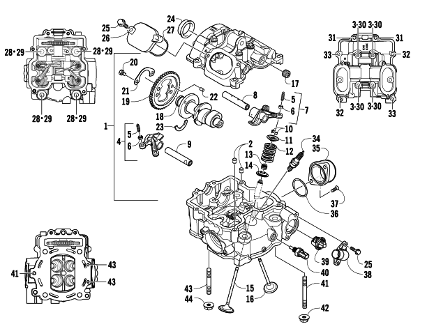 Parts Diagram for Arctic Cat 2009 650 TBX ATV CYLINDER HEAD AND CAMSHAFT/VALVE ASSEMBLY