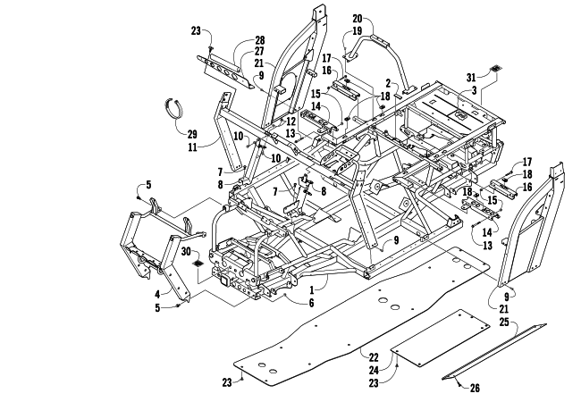 Parts Diagram for Arctic Cat 2009 PROWLER 550 4X4 FLATBED ATV FRAME AND RELATED PARTS