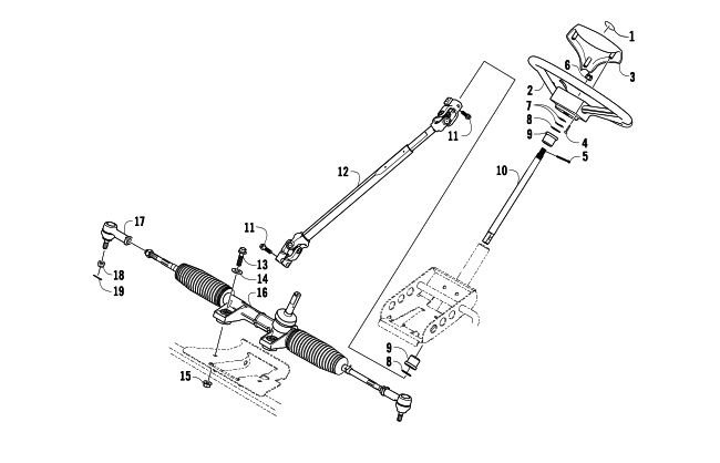 Parts Diagram for Arctic Cat 2009 PROWLER 550 4X4 FLATBED ATV STEERING ASSEMBLY