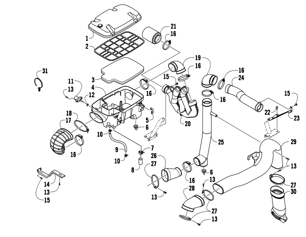 Parts Diagram for Arctic Cat 2009 PROWLER 550 4X4 FLATBED ATV AIR INTAKE ASSEMBLY
