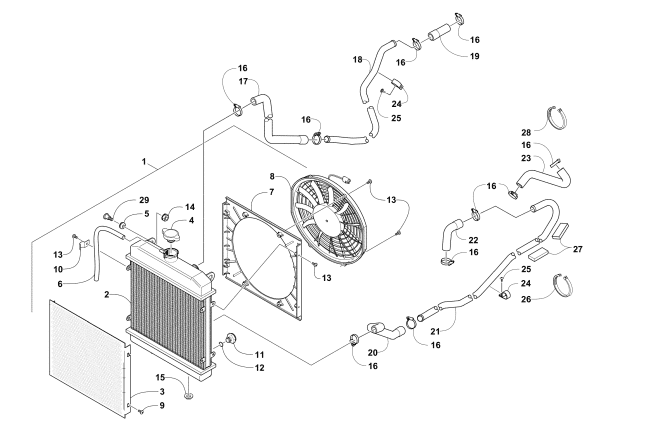 Parts Diagram for Arctic Cat 2009 PROWLER 550 4X4 FLATBED ATV COOLING ASSEMBLY