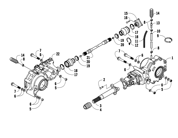 Parts Diagram for Arctic Cat 2009 PROWLER 550 4X4 FLATBED ATV DRIVE TRAIN ASSEMBLY