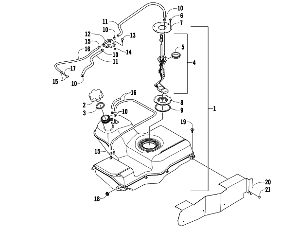 Parts Diagram for Arctic Cat 2009 650 TBX ATV GAS TANK ASSEMBLY