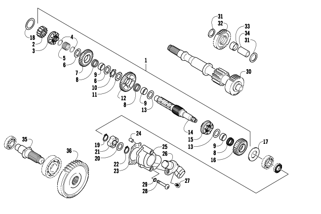 Parts Diagram for Arctic Cat 2009 650 TBX ATV SECONDARY TRANSMISSION ASSEMBLY