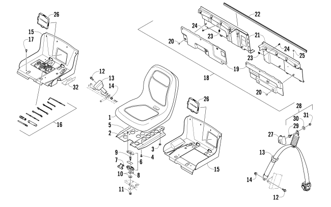 Parts Diagram for Arctic Cat 2009 PROWLER 1000 XTZ 4X4 ATV SEAT ASSEMBLY
