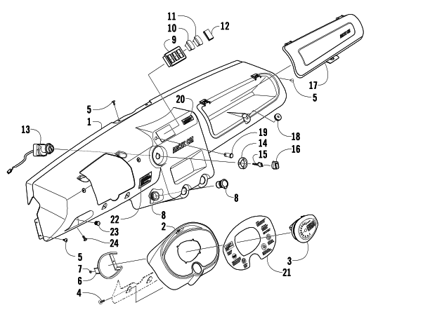 Parts Diagram for Arctic Cat 2009 PROWLER 1000 XTZ 4X4 ATV DASH ASSEMBLY