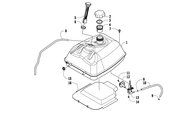 Parts Diagram for Arctic Cat 2009 366 4X4 AUTOMATIC ATV GAS TANK ASSEMBLY