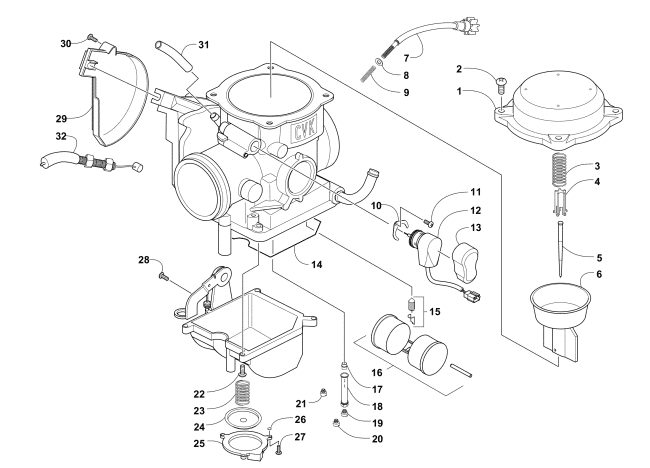 Parts Diagram for Arctic Cat 2009 400 TRV ATV CARBURETOR