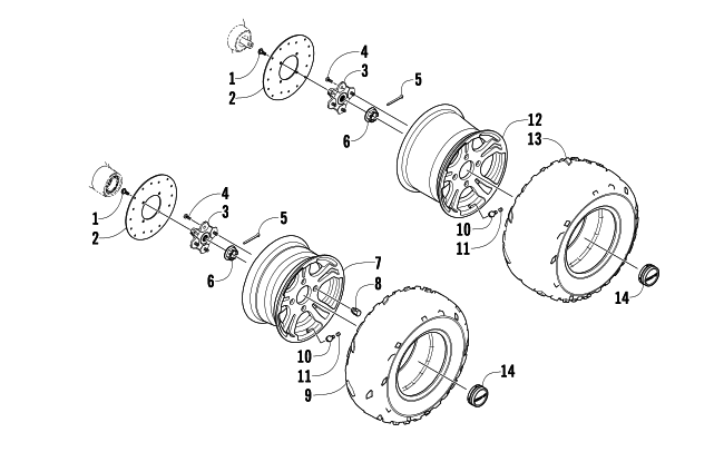 Parts Diagram for Arctic Cat 2010 PROWLER 1000 XTZ 4X4 ATV WHEEL AND TIRE ASSEMBLY