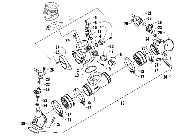 Parts Diagram for Arctic Cat 2009 PROWLER 1000 XTZ 4X4 ATV THROTTLE BODY ASSEMBLY