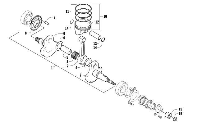 Parts Diagram for Arctic Cat 2009 400 TRV ATV CRANKSHAFT AND PISTON ASSEMBLY