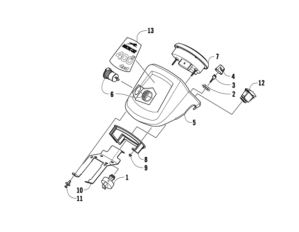 Parts Diagram for Arctic Cat 2009 400 TRV ATV INSTRUMENT POD ASSEMBLY