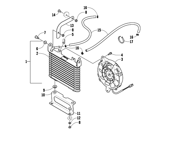 Parts Diagram for Arctic Cat 2012 TRV 400 ATV COOLING ASSEMBLY
