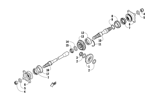 Parts Diagram for Arctic Cat 2009 366 4X4 AUTOMATIC ATV SECONDARY DRIVE ASSEMBLY