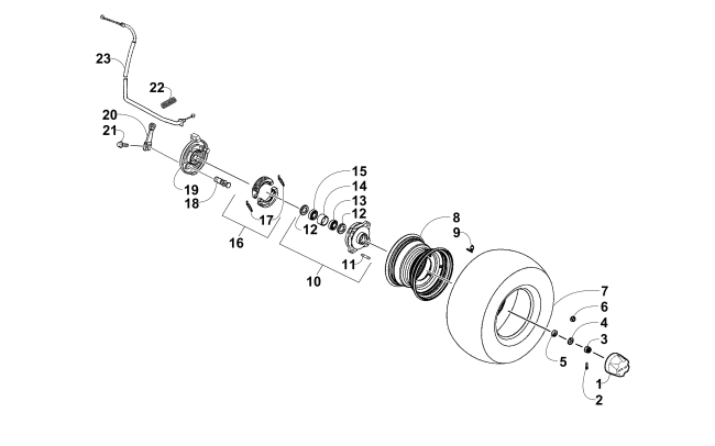 Parts Diagram for Arctic Cat 2017 ALTERRA 90 ATV FRONT WHEEL AND BRAKE ASSEMBLIES