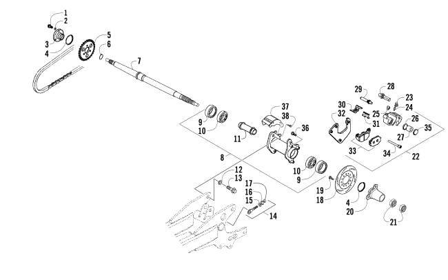 Parts Diagram for Arctic Cat 2009 90 DVX ATV REAR AXLE AND BRAKE ASSEMBLY