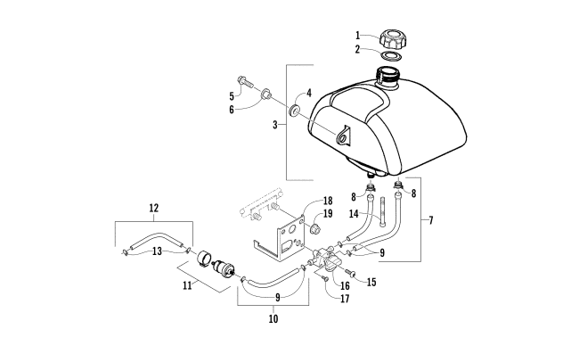 Parts Diagram for Arctic Cat 2009 90 2X4 UTILITY ATV GAS TANK ASSEMBLY