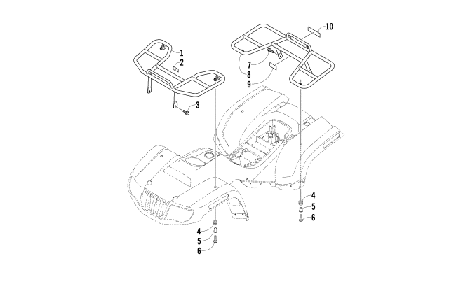 Parts Diagram for Arctic Cat 2011 90 2X4 UTILITY ATV FRONT AND REAR RACK ASSEMBLY