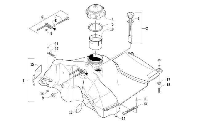 Parts Diagram for Arctic Cat 2010 CF8 LE SNOWMOBILE GAS TANK ASSEMBLY