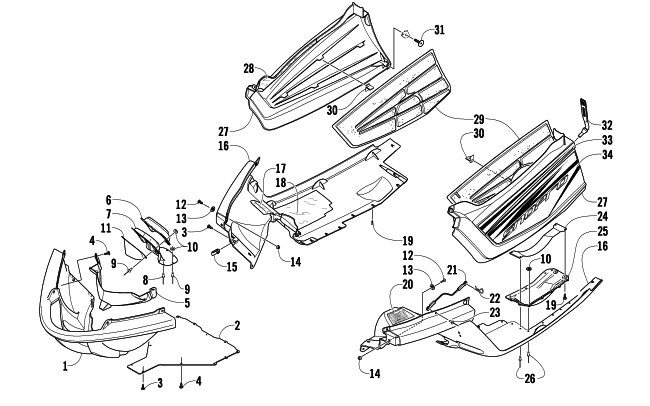 Parts Diagram for Arctic Cat 2010 M1000 162 SNO PRO SNOWMOBILE BELLY PAN ASSEMBLY