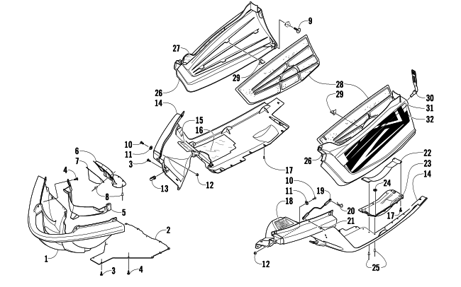 Parts Diagram for Arctic Cat 2010 CF6 EFI SNOWMOBILE BELLY PAN AND FRONT BUMPER ASSEMBLY