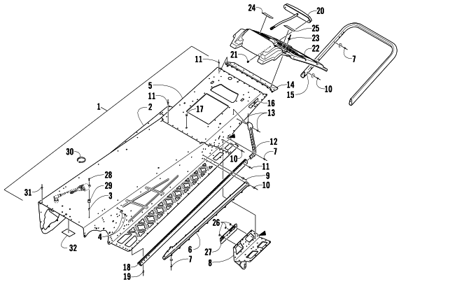 Parts Diagram for Arctic Cat 2010 CF6 EFI SNOWMOBILE TUNNEL, REAR BUMPER, AND TAILLIGHT ASSEMBLY