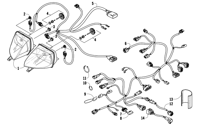 Parts Diagram for Arctic Cat 2011 F5 LXR SNOWMOBILE HEADLIGHT AND WIRING ASSEMBLIES