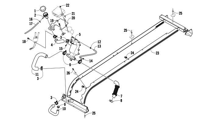 Parts Diagram for Arctic Cat 2011 F5 LXR SNOWMOBILE COOLING ASSEMBLY