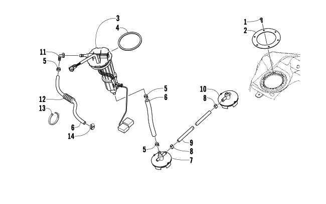 Parts Diagram for Arctic Cat 2010 F8 EFI SNOWMOBILE FUEL PUMP ASSEMBLY