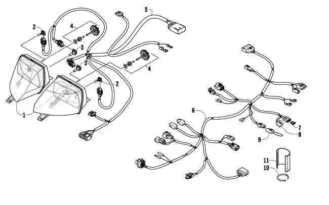 Parts Diagram for Arctic Cat 2011 T570 TOURING SNOWMOBILE HEADLIGHT AND WIRING ASSEMBLIES