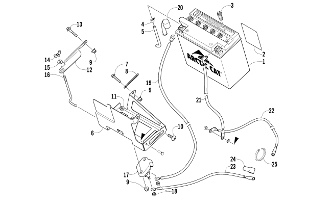 Parts Diagram for Arctic Cat 2013 BEARCAT 570 XT SNOWMOBILE BATTERY AND TRAY ASSEMBLY