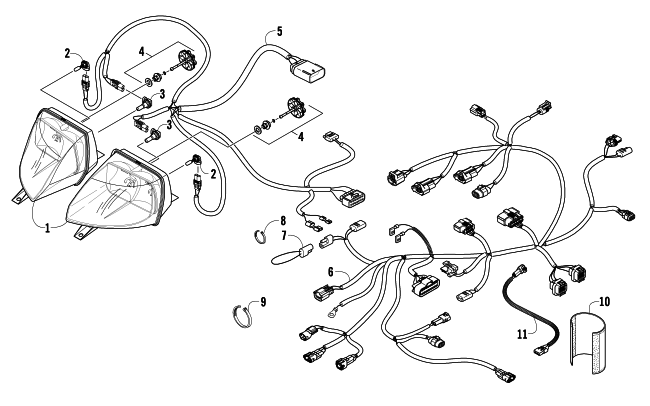 Parts Diagram for Arctic Cat 2011 F6 SNO PRO SNOWMOBILE HEADLIGHT AND WIRING ASSEMBLIES