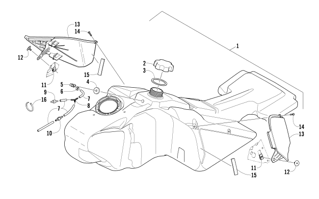 Parts Diagram for Arctic Cat 2014 TZ1 SNOWMOBILE GAS TANK ASSEMBLY
