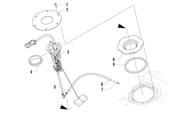 Parts Diagram for Arctic Cat 2012 BEARCAT 570 SNOWMOBILE FUEL LEVEL SENSOR ASSEMBLY