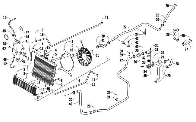 Parts Diagram for Arctic Cat 2009 PROWLER 1000 XTZ 4X4 ATV COOLING ASSEMBLY
