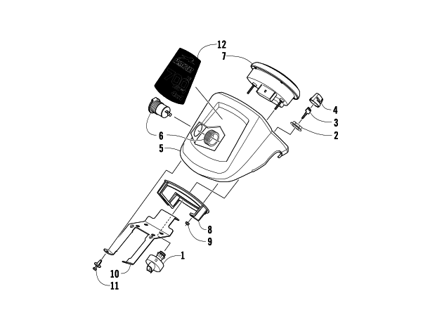 Parts Diagram for Arctic Cat 2010 700 TRV ATV INSTRUMENT POD ASSEMBLY