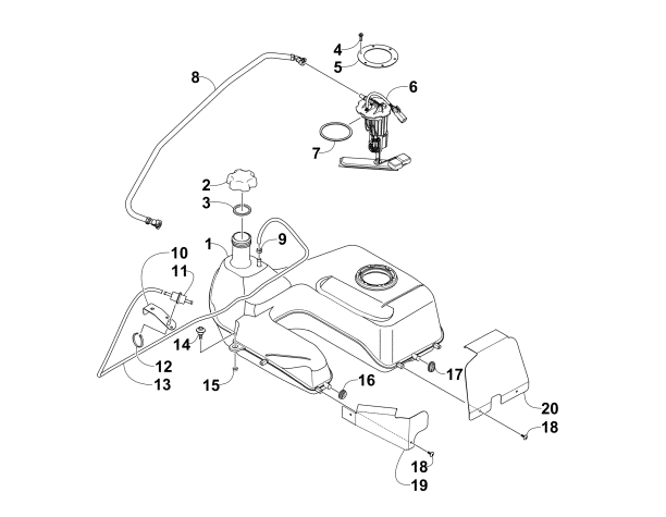 Parts Diagram for Arctic Cat 2011 700s H1 EFI ATV GAS TANK ASSEMBLY