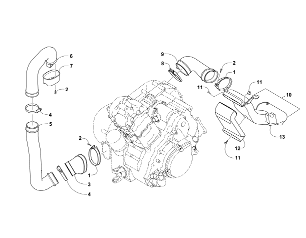 Parts Diagram for Arctic Cat 2011 700s H1 EFI ATV CASE/BELT COOLING ASSEMBLY