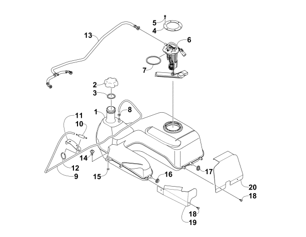 Parts Diagram for Arctic Cat 2010 THUNDERCAT EFI 4X4 ATV GAS TANK ASSEMBLY