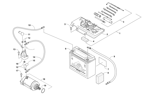 Parts Diagram for Arctic Cat 2010 TRV 1000 CRUISER ATV BATTERY AND STARTER ASSEMBLY