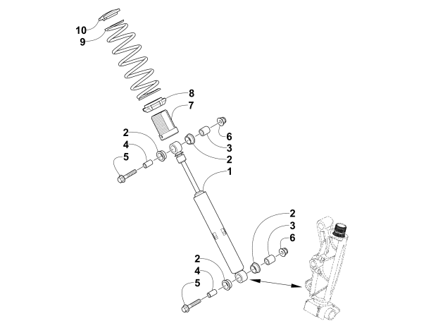 Parts Diagram for Arctic Cat 2013 BEARCAT 570 XT SNOWMOBILE FRONT SHOCK ABSORBER ASSEMBLY