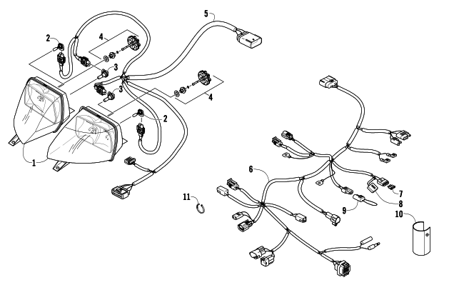 Parts Diagram for Arctic Cat 2013 BEARCAT 570 XT SNOWMOBILE HEADLIGHT AND WIRING ASSEMBLIES