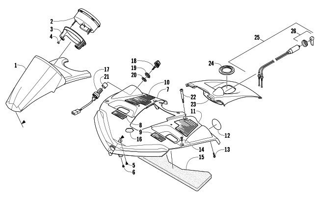 Parts Diagram for Arctic Cat 2011 BEARCAT 570 XT SNOWMOBILE CONSOLE ASSEMBLY