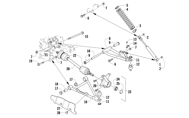 Parts Diagram for Arctic Cat 2010 700s H1 EFI ATV FRONT SUSPENSION ASSEMBLY
