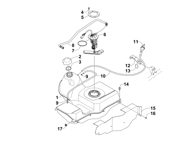 Parts Diagram for Arctic Cat 2011 TRV 550 H1 EFI ATV GAS TANK ASSEMBLY