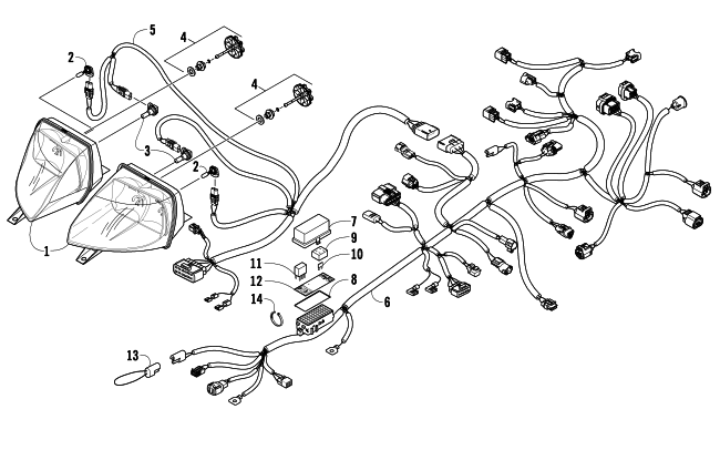 Parts Diagram for Arctic Cat 2011 BEARCAT Z1 XT SNOWMOBILE HEADLIGHT AND WIRING ASSEMBLIES