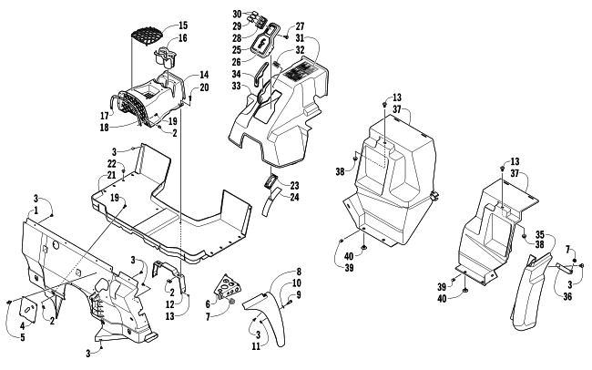 Parts Diagram for Arctic Cat 2010 PROWLER 700 XTX 4X4 ATV CONSOLE AND FLOOR PANEL ASSEMBLY