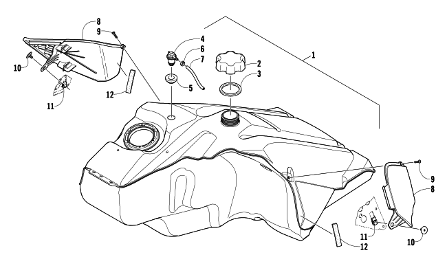 Parts Diagram for Arctic Cat 2015 BEARCAT 5000 XT GS SNOWMOBILE GAS TANK ASSEMBLY